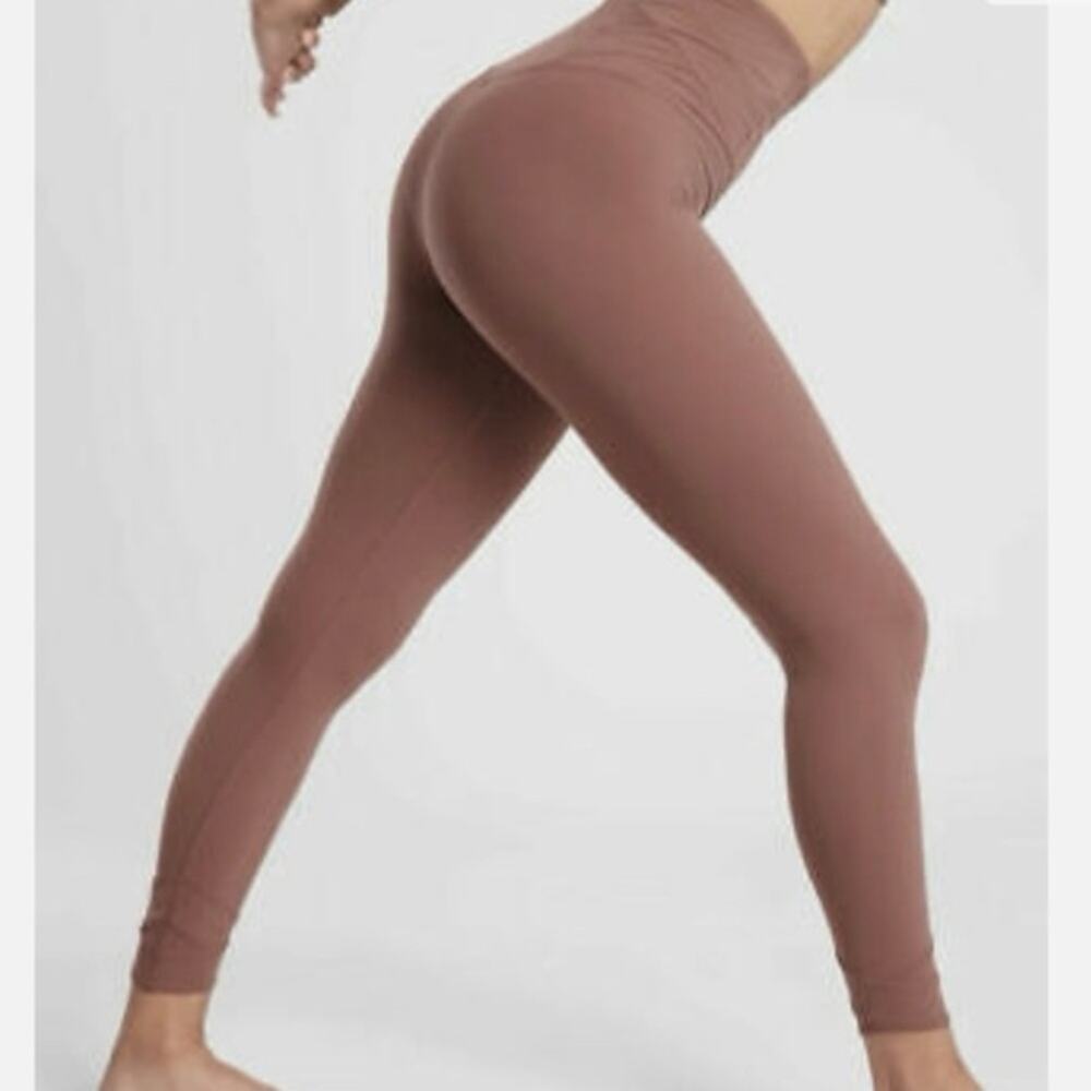 Athleta Elation Pirouette 7/8 Leggings XS Brown Criss Cross Hem High Rise Yoga - Picture 2 of 14